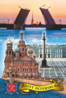 Магнит сувенирный СПБ Коллаж.Спас-Дворцовая-Мосты, англ.
