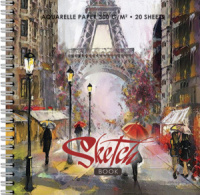Скетчбук 200*200мм  20л., гребень, 300гр/м2 "По улицам Парижа"