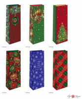 Пакет подар. бум. новогодн. 12*36*8см(под бутылку) 157 гр/м "Ассорти"