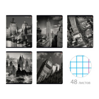 Тетрадь А5 48л кл. Альт "Города" УФ-лак