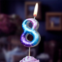 Свеча-цифра "8" космос, 4см