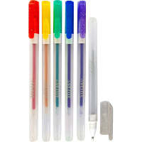 Набор гелевых ручек deVENTE  6цв." Hit Glitter"  0,5мм, с блёстками, прозрачно-матовый корпус