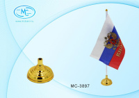 Подставка пластиковая п/наст.флажки, круглой формы, золото