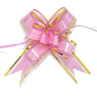 Бант подарочный затягивающийся  10см*35мм, 40см с органзой, РОЗОВЫЙ 10шт/уп