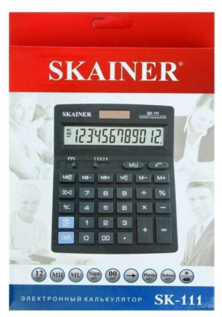 Калькулятор 12 разр. Skainer  настольный двойное питание черный