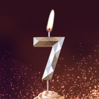 Свеча-цифра "7" многогранник, шампань 4см