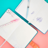 Записная книжка А5 120л. кожзам, тв.пер. "Memo journal. Счастливый кот" без лин., кнопка