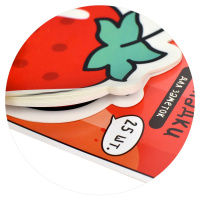 Закладки с липким краем (100*104мм)  1 цв, по 25л. "Клубника" пластиковые