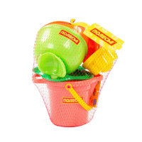 Набор игрушек. Ведро малое с носиком, ситечко-цветок, совок, грабельки, 2 формочки, лейка малая