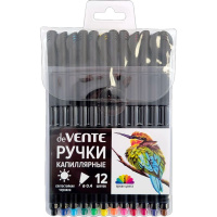 Набор капиллярных ручек "deVENTE. Drops" 0.4мм, 12цв.,черный корпус