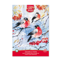 Альбом для акварели А4 10 л "Снегири", пл. 170 г/м, склейка