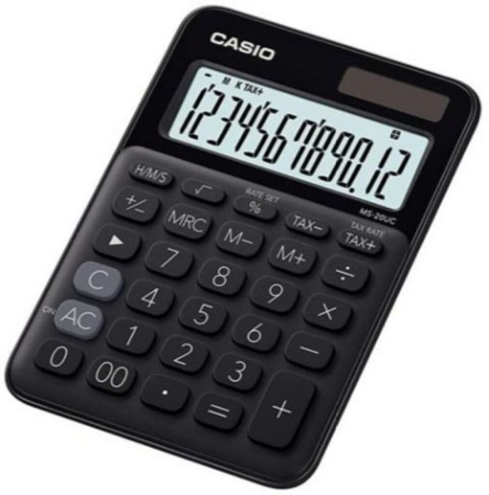Калькулятор 12 разр.  CASIO MS-20UC-BK настольный, чёрный