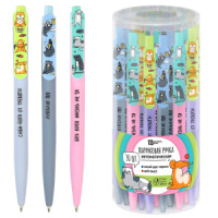 Ручка шар. Феникс+ автомат. "Жизнь животных" софт-тач, синяя, 0,7мм