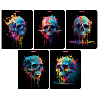 Тетрадь А5 48л кл. Полиграф Принт "Яркие черепа" УФ-лак, белизна 100%