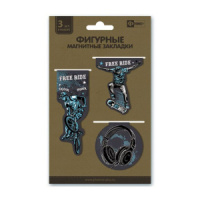 Набор закладок магнитных  3шт., Скейт 4,5*8,5, 3*16, 8,9*4,1см