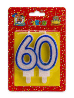 Свеча-цифра "Даты. 60" синяя