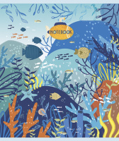 Тетрадь А5 24л кл. ПЗБМ "Подводный мир" тисн.фольгой, белизна 100%