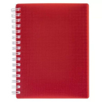 Блокнот А6 пласт.обл.  80л "Canvas. Красная" гребень длин. стор., кл.