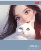 Тетрадь А5 48л кл. Hatber "Cats and girls" софт-тач, 5диз.в спайке