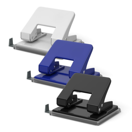 Дырокол EK Quadro 20 лист, металл, ассорти