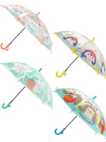 Зонт детский 48см "Животные" трость, полуавтомат, ассорти ПВХ, со свистком