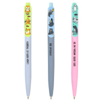 Ручка шар. Феникс+ автомат. "Жизнь животных" софт-тач, синяя, 0,7мм