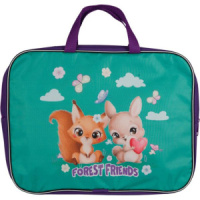 Папка А4 (350*270*70) с ручками, молния, ткань "  Forest Friends"