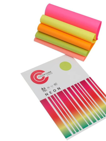 Бумага А4 цветная 100л Color Code (5цв. по 20л.) Микс НЕОН