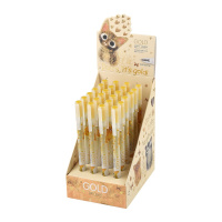 Ручка гелевая BV  0,8мм "UniWrite. Котики делают нас счастливыми" золотая