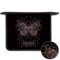 Папка д/тетрад. А5 (240*205*40) 1отд. молния сверху, пластик, фольга "Бабочка на чёрном"