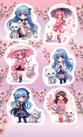 Наклейки детские 15*9см  "Аниме девочка" Наклейки детские 15*9см  "Аниме девочка"