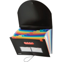 Папка 13 отд. на резин. А4 0,7мм, черная с цветными разделителями