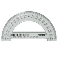 Транспортир 180гр. 10 см пласт. прозр. с фасками