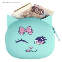 Кошелек для банкнот и монет Феникс+ "Мятный кот" 9*7см, силикон, молния