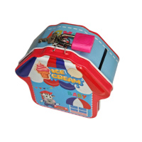 Копилка металл. "Домик" с замочком 10*9,5*4,8 см, ассорти дизайнов