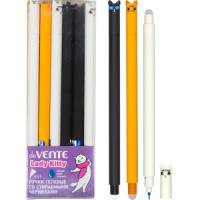 Ручка гелевая стираемая deVENTE "Lady Kitty" синяя, 0,5мм, декор на колпачке