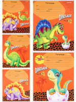 Тетрадь А5 12л кл. Проф-Пресс "Динозаврики микс" 5 диз.в спайке, белизна 100%