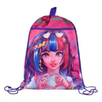 Мешок для обуви 1 отд, 360*480, карман, светоотр. "Девушка с сердцем" петля