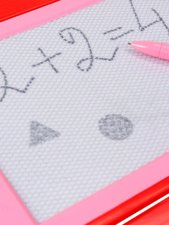 Доска магнитная для рисования 28*28см  (волшебный экран) черно-белая, счеты, штампы