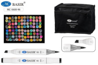 Набор маркеров для скетчинга  96цв. кистевидн. BASIR, двусторон., 1,0-7,0мм