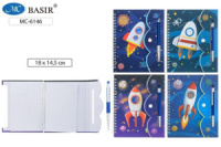 Блокнот  А6 7БЦ гребень 48л "Космос" кл., на липучке + ручка