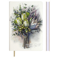Записная книжка А6  96л. кожзам, мягк.пер. "#Дмитрий Швецов. Букет с протеей" тисн.фольгой, ляссе
