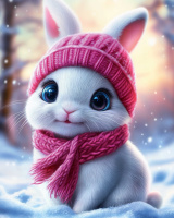 Мозаика алмазная по номерам на холсте 20*25см "Зайчонок в шарфике"