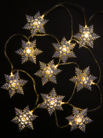 Гирлянда на батарейках с насадками  1,6м 10LED "Снежинки"  от батареек 2*АА