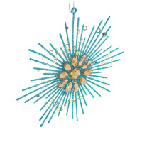 Подвесное украшение 10-22см "Бирюзовый абсент" пластик, 9 дизайнов, золото/бирюзовый