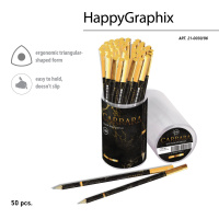 Карандаш ч/гр BV "Carrara. Black" НВ, трехгранный, грифель 2мм