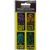Набор закладок магнитных  4шт., "Robotic" 25*56,6мм