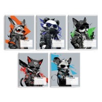 Тетрадь А5 12л лин. Феникс+ "Крутые зверята" выб.УФ-лак, белизна 100%