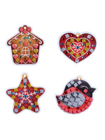 Набор для творчества "Ёлочные украшения. Пряничный домик" стразы 4 игрушки 5+