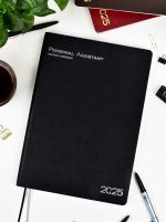 Ежедневник дат. 2025г А4 120л., мягк. переп., кожзам "Шеврет глосс черный"